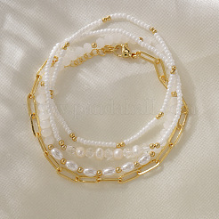 4 шт. 4 стиля модных эластичных браслетов из пластика с имитацией жемчуга&nbsp;SF7008-1