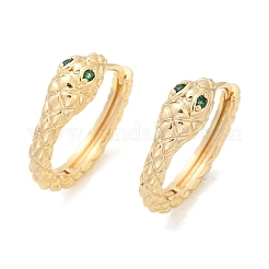 Серьги-кольца из латуни с зеленым кубическим цирконием EJEW-Q016-12G