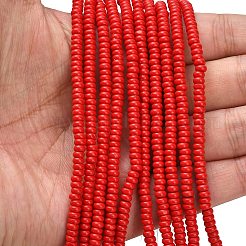 Синтетических нитей бирюзовые бусы&nbsp;G-L635-A10-4x2mm-02