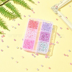 45г 6 цвета прозрачный стеклянный круглый бисер SEED-FS0001-32