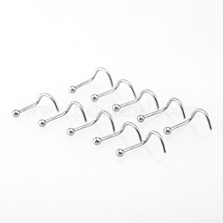 316lサージカルステンレススチールラウンドボールフィッシュテールノーズリング10個  ステンレス鋼色  7mm  ピン：0.8mm  ヘッド：2mm&nbsp;WGE39F7-02