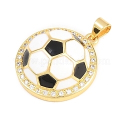 Fußballförmige Messing-Anhänger mit Mikropavé-Fassung aus Zirkonia&nbsp;KK-A297-09K-G