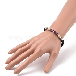 Set di bracciali elasticizzati con pietre preziose rotonde&nbsp;BJEW-JB09130