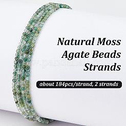 2 нити натуральных бусин из мохового агата G-OC0005-64