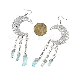 2 пара серег-подвесок из натурального лунного кварца EJEW-JE06765