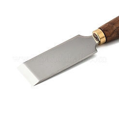 D2 スチール レザー スカイビング ナイフ  木製ハンドル付き  ステンレス鋼色  180x34.5x2.5~21.5mm&nbsp;TOOL-U002-04A-P