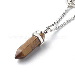 Collana con ciondolo con pietre miste naturali sfaccettate a proiettile&nbsp;NJEW-JN03601