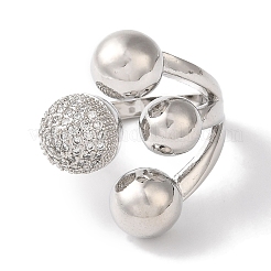 Латунные микро-паве прозрачные кольца с кубическим цирконием&nbsp;RJEW-C098-18P