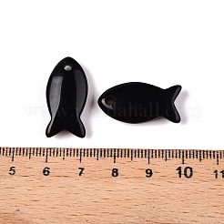 天然石オブシディアンペンダント  魚のチャーム  23.5~24.5x12x5~6mm  穴：2mm&nbsp;X-G-N342-106A