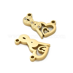 304ステンレスペンダント  ラインストーン付き  ハート  イオンプレーティング（ip）  18KGP本金メッキ  12.5x18x2mm  穴：1.5mm&nbsp;STAS-A118-01C-G