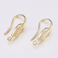 Латунь микро проложить кубического циркония серьги крючки&nbsp;ZIRC-K075-38G