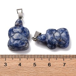 ナチュラルブルースポットジャスパーペンダント  201ステンレススチール製金具付き  カメ  26~27x15.5x7.5mm  穴：4x7.5mm&nbsp;G-B127-06P-10