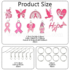 DIY-Set zur Herstellung von Ohrringen aus Emaille und Legierung mit rosa Schleife&nbsp;DIY-YW0010-56