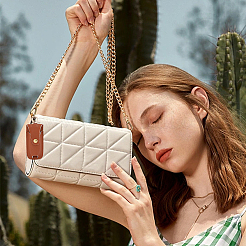 Puレザーリップスティック収納バッグ  女性女性のためのポータブルリップクリームオーガナイザーホルダー  ライトゴールドトーンの合金キーホルダー付き  長方形  ペルー  10.9cm&nbsp;AJEW-WH0248-343C