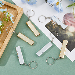 6шт 2 цвета двойной трубчатый свисток сплав высокочастотный высоко децибел брелок&nbsp;KEYC-DC0001-19