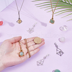 6 шт. 3 цвета латунный макраме мешочек пустой держатель для камня подвеска украшение&nbsp;HJEW-UN00065