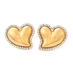 Серьги-гвоздики в форме сердца из нержавеющей стали 304 с микропаве из прозрачных кубических цирконий EJEW-V016-01G-01