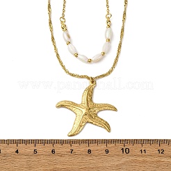 Двухслойные подвески-звезды из нержавеющей стали 304 NJEW-L465-04G