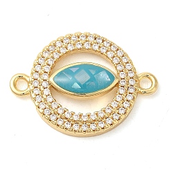 Покрытие стойки латунное микро-паве прозрачное кольцо с кубическим цирконием и подвесками в виде конского глаза&nbsp;KK-K385-98G