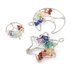 6 шт. 3 стиля 7 чакры натуральные смешанные драгоценные камни большие подвески FIND-FW0001-36