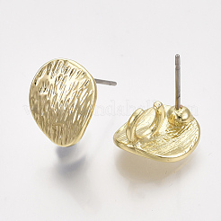 合金製スタッドピアスパーツ  カン付き  テクスチャ  フラットラウンド  ライトゴールド  12x11mm  穴：4mm  ピン：0.8mm&nbsp;PALLOY-S125-036