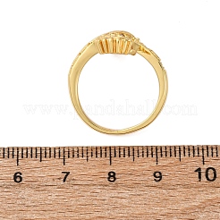 Латунные микропаве кубические цирконии регулируемые открытые манжеты кольца для женщин RJEW-A072-03G