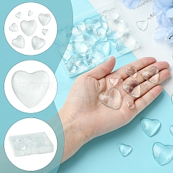 48 шт. 6 стиля прозрачных стеклянных кабошонов в форме сердца GGLA-FS0001-07