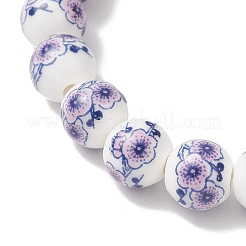 Bracelets extensibles en perles rondes en céramique et porcelaine imprimées à la main pour femmes&nbsp;BJEW-JB12091-01