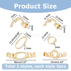 10 шт. 2 стиля латунных раскладывающихся застежек KK-HS0001-31