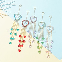 Подвеска в виде сердца из натуральных драгоценных камней HJEW-JM01139