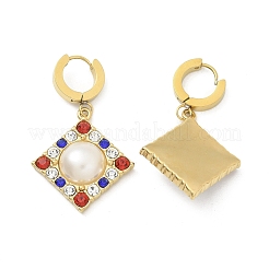 Серьги-кольца из нержавеющей стали 304 с ионным покрытием (IP) в форме ромба&nbsp;EJEW-A119-11G