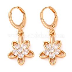 Серьги с застежкой-защелкой из латуни с прозрачным фианитом и прозрачным фианитом EJEW-K300-53G