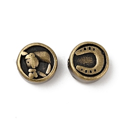 304ステンレススチールビーズ  馬の模様とフラットラウンド  アンティークブロンズ  10.5x5mm  穴：2mm&nbsp;STAS-C055-02AB
