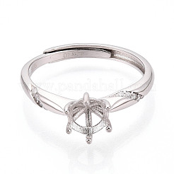 Позолоченное родием 925 стерлинговое серебро с микропаве из кубических цирконий помолвочное кольцо-солитер STER-N016-72P