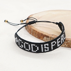 Слово бог мир ткацкий станок узор Миюки бисер браслеты для женщин BJEW-C011-35