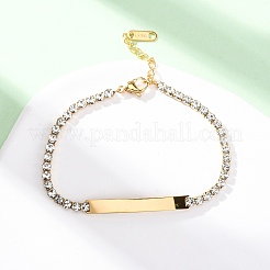 Браслеты-цепочки из нержавеющей стали 304 со стразами BJEW-G753-02G-03