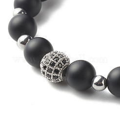 Set di bracciali elastici in pietra nera sintetica ed ematite sintetica a energia energetica per uomo donna&nbsp;BJEW-JB06793