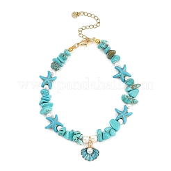 Браслеты на ногу с подвесками в форме ракушки из цинкового сплава AJEW-AN00735-02