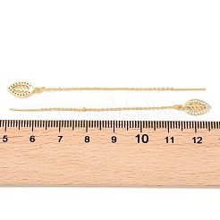 Серьга-нить из латуни с микропаве и прозрачными кубическими циркониями.&nbsp;EJEW-H182-06G