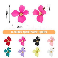 8 пара двухцветных стальных серег-гвоздиков в форме цветка с литой булавкой для женщин&nbsp;EJEW-FI0001-58