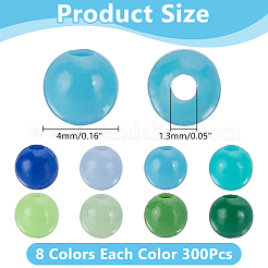 2400шт 8 цвета непрозрачные акриловые бусины FIND-AR0005-80