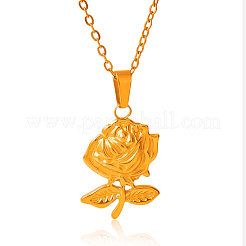 Женские ожерелья с подвеской в виде цветка розы из нержавеющей стали 304 WN8082-2