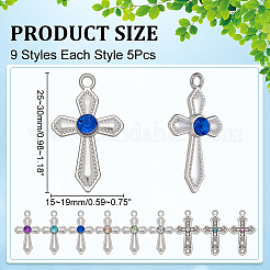 45 шт. 9 стиля подвески из цинкового сплава со стразами FIND-WR0012-33