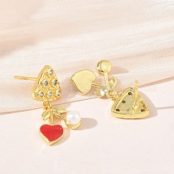 Pendientes colgantes de latón con micro circonitas cúbicas para mujer&nbsp;EJEW-A167-31G