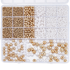 DIYラウンドABSプラスチック模造真珠とCCBプラスチックビーズファインディングキット  ミックスカラー  4~12mm  穴：1.6~2.3mm&nbsp;DIY-PA0001-10