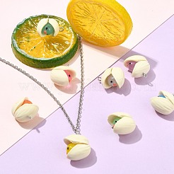 40 個 8 色の蓄光樹脂ペンダント  アヒルのチャーム付きピスタチオ  鉄ループ付き  暗闇で光る  ミックスカラー  23x17x13mm  穴：2mm  5個/カラー&nbsp;RESI-CJ0004-58