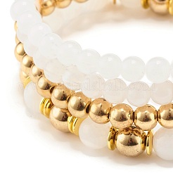 Set di bracciali elastici in giada mashan naturale ed ematite sintetica con perline rotonde&nbsp;BJEW-JB07505