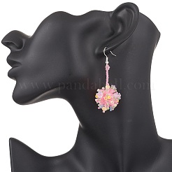 Железные серьги-подвески в виде цветка EJEW-MZ00593