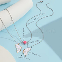 2 pz collana di amicizia con ciondolo a farfalla luminoso magnetico in lega smaltata&nbsp;FS-WG3F676-01