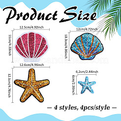 16 шт. 4 стильных самоклеящихся заплаток из полиэстера и пайеток&nbsp;PATC-ME0001-28